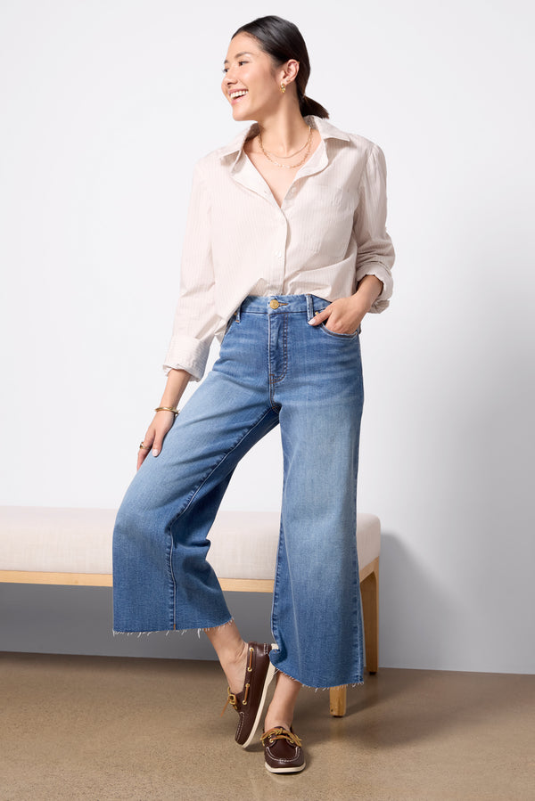 everve Petite Meg Wide Leg Raw Hem Milestone