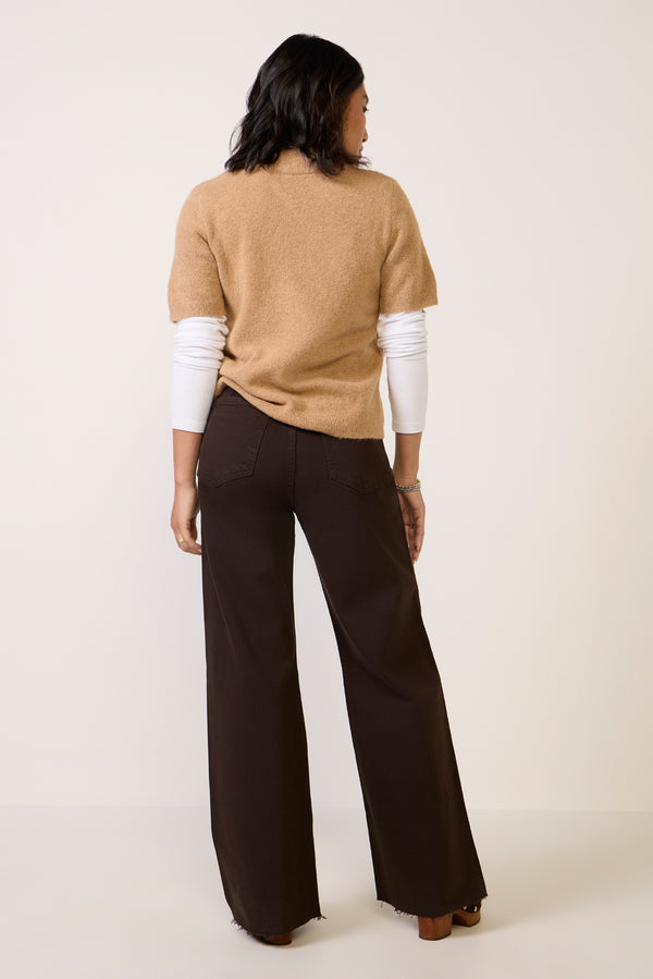 Everve Petite Penny Wide Leg Jean Mocha