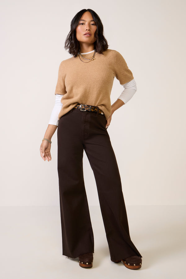 everve Petite Penny Wide Leg Jean Mocha