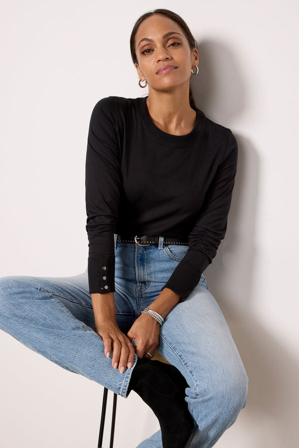 everve Peyton Snap Cuff Tee Black