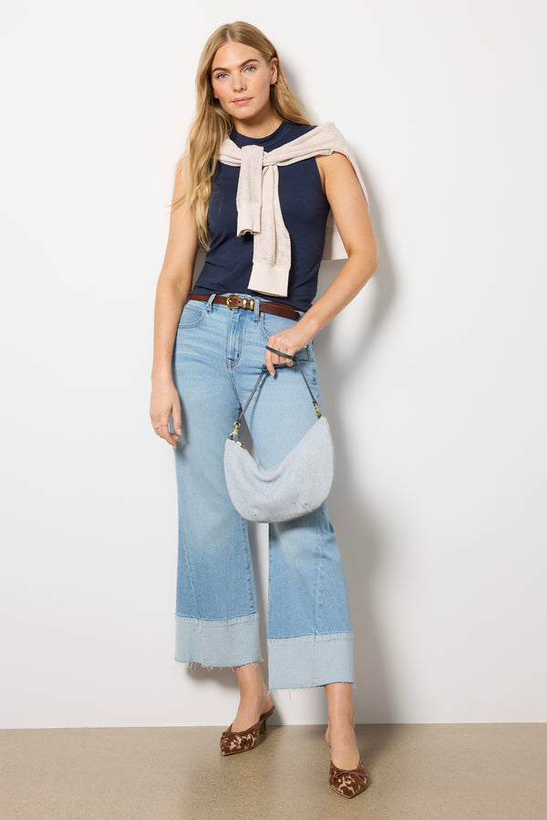 Everve Phoebe Slub Jersey Tank Navy