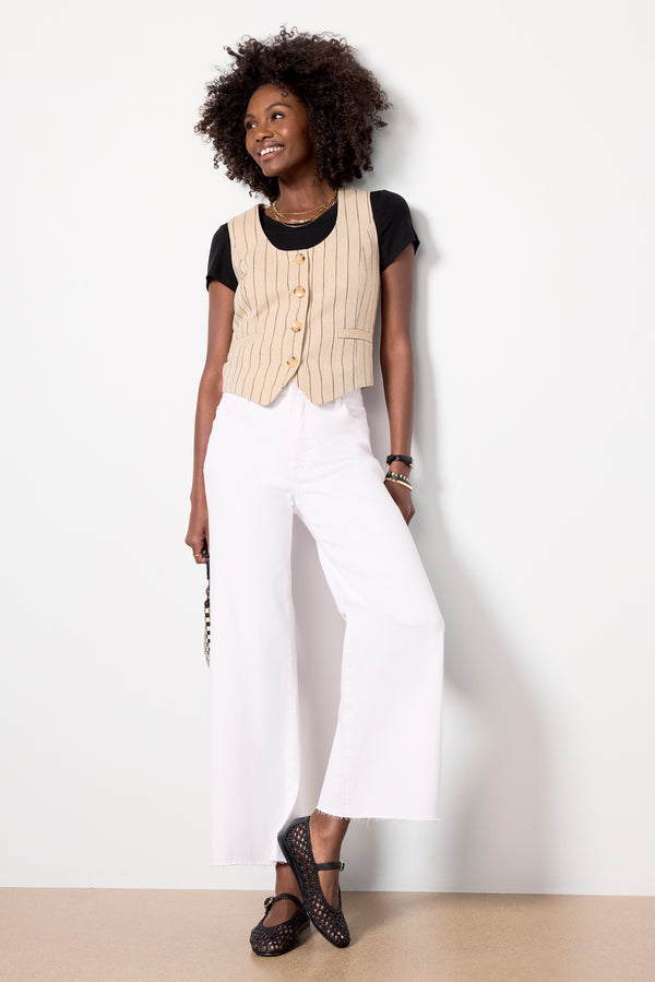 Everve Piper Scoop Neck Vest Tanstripe