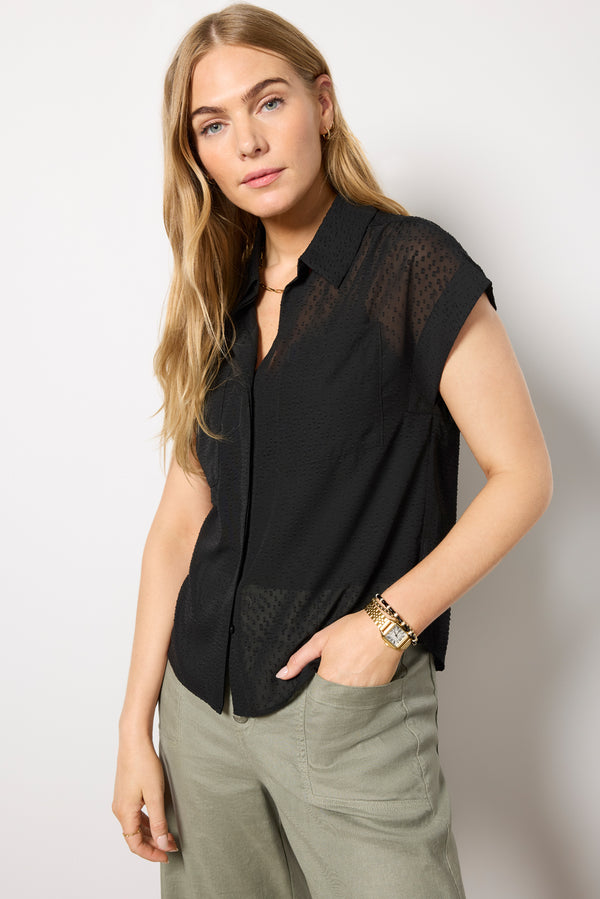 Everve Pippa Sheer Top Black