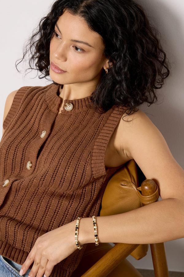 Everve Pointelle Shell Vest Sepiasepi