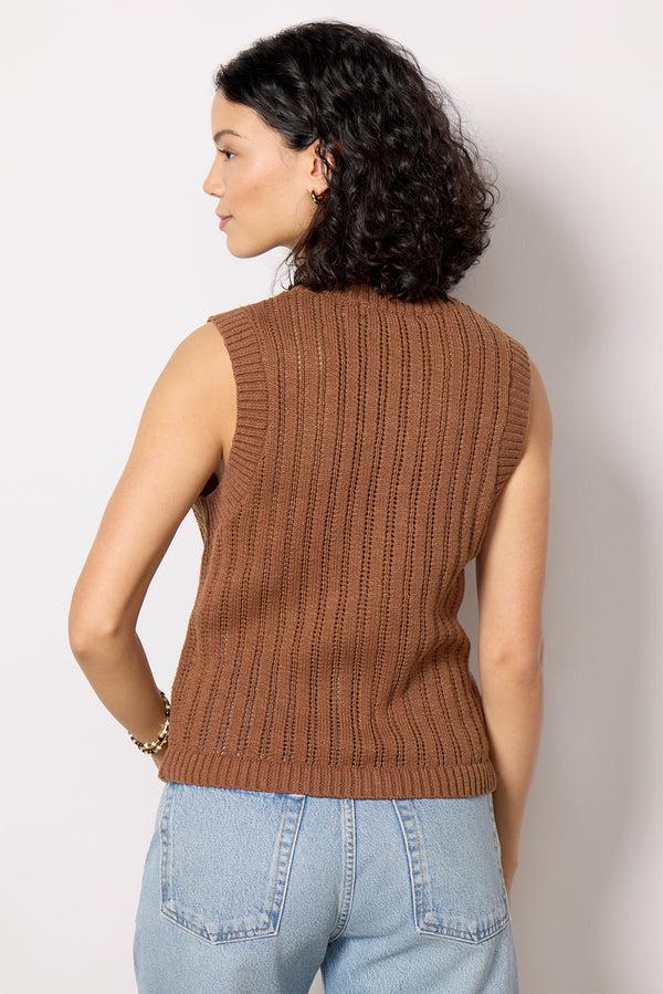 Everve Pointelle Shell Vest Sepiasepi