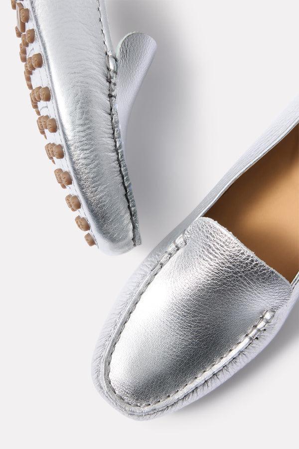 Everve Port Driving Moccasin Silver