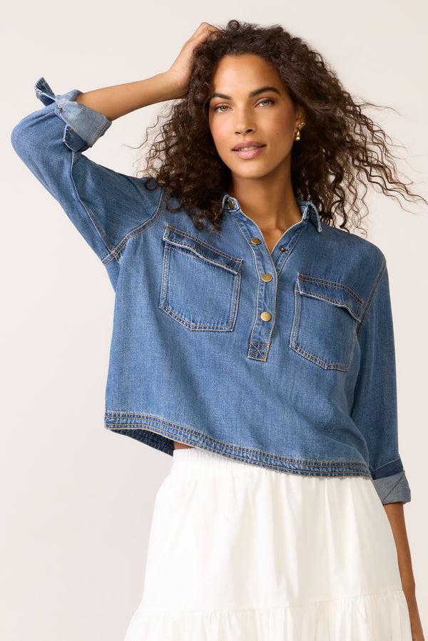 Everve Ports Denim Popover Antiqueblue