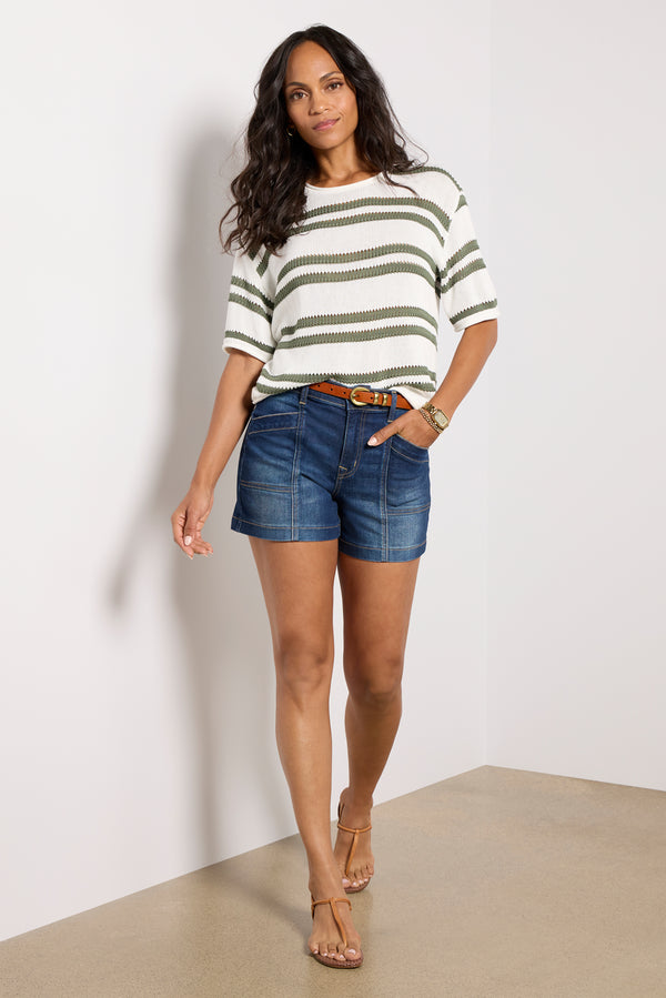 Everve Prado Striped Sweater Tee Palmgreen