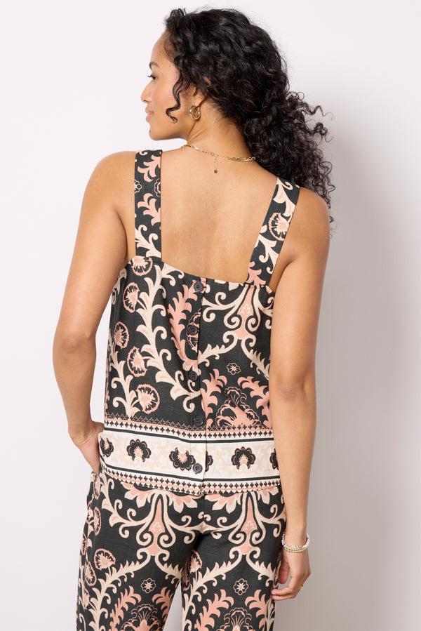 Everve Printed Button Back Tank Onyx Mirage