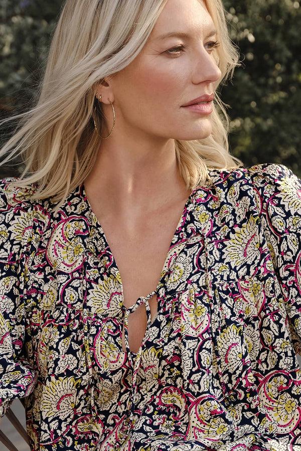 everve Puff Isla Top Navypaisley