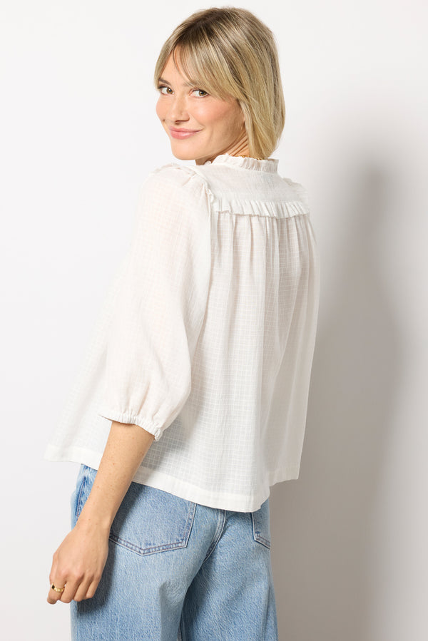 Everve Quarter Sleeve Crochet Blouse Softwhite