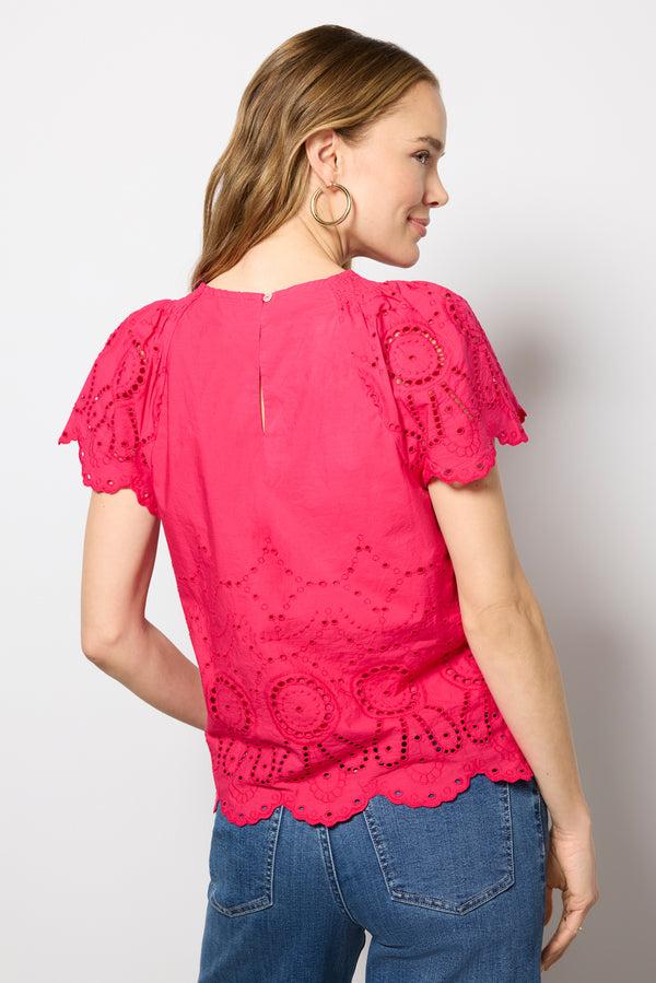 Everve Quincy Eyelet Blouse Raspberry