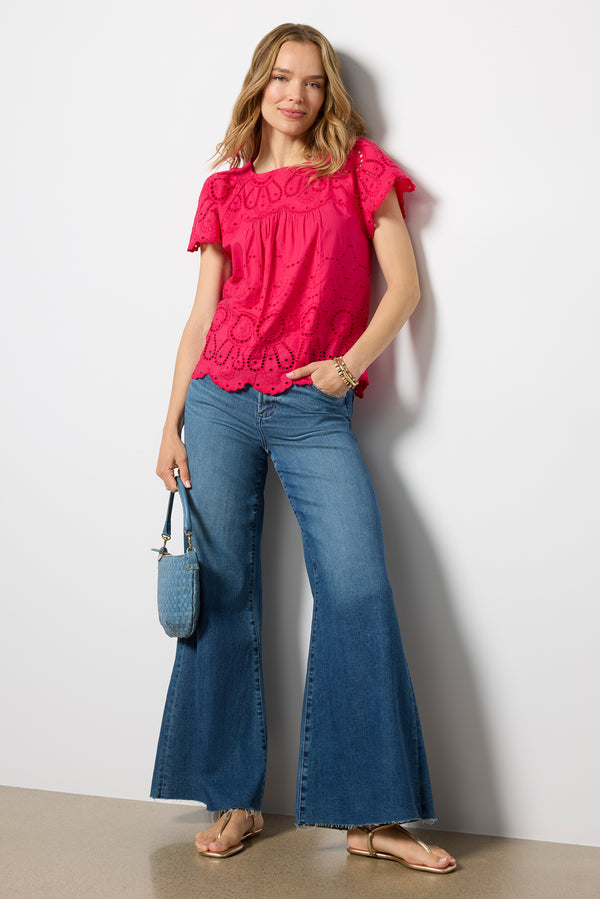 everve Quincy Eyelet Blouse Raspberry
