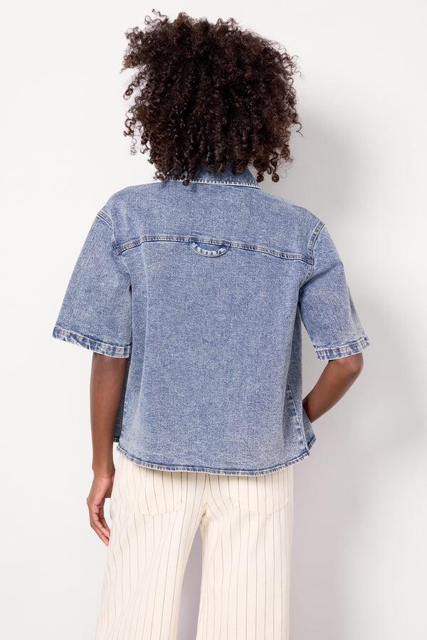 Everve Rachel Denim Short Sleeve Shirt Blue