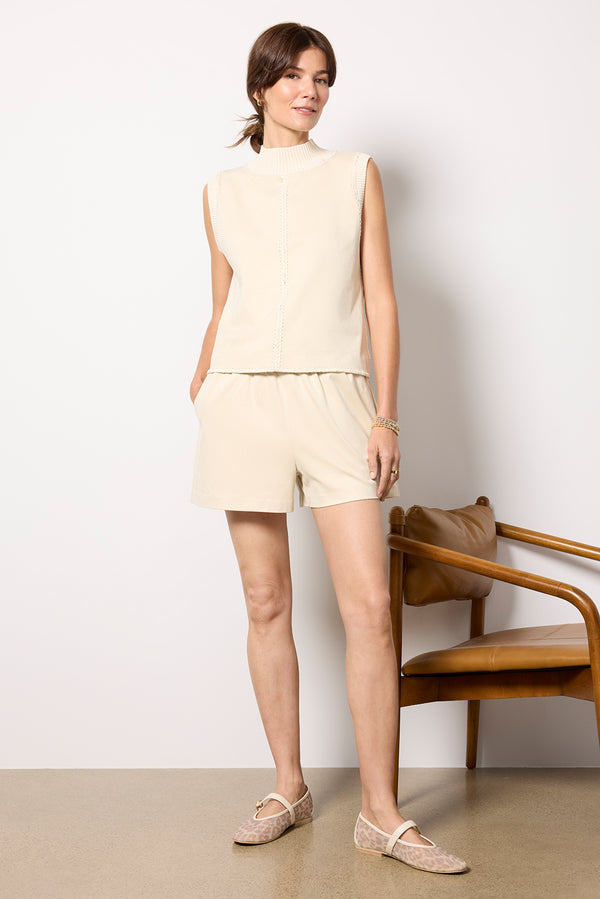 Everve Renne Faux Suede Top Ivory