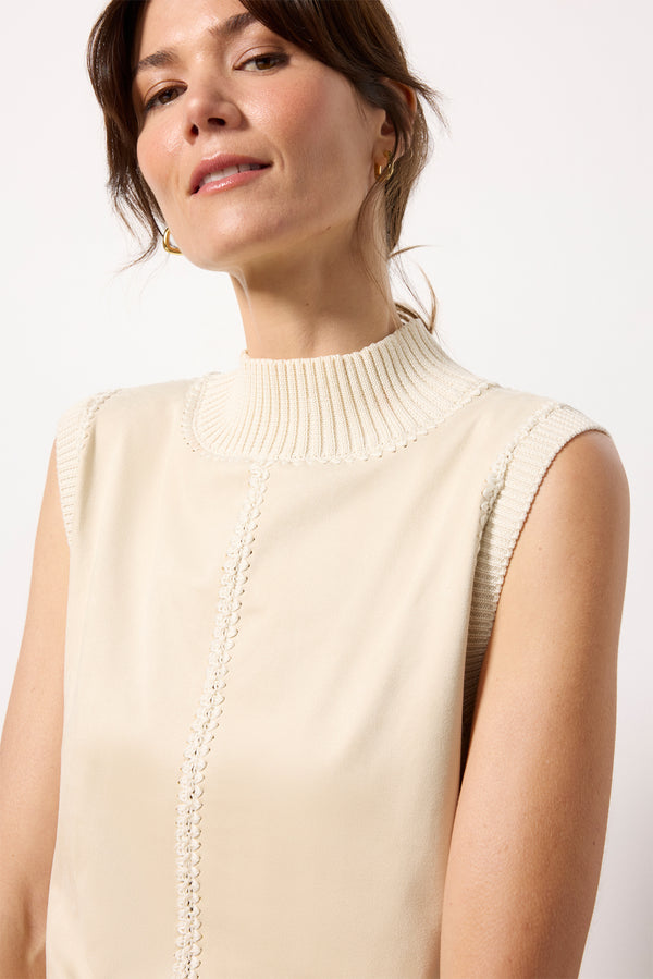 Everve Renne Faux Suede Top Ivory