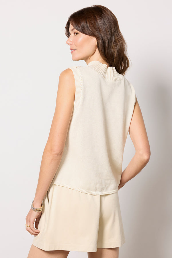 Everve Renne Faux Suede Top Ivory
