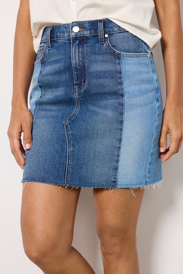 Everve Reworked Denim Skirt Twotone