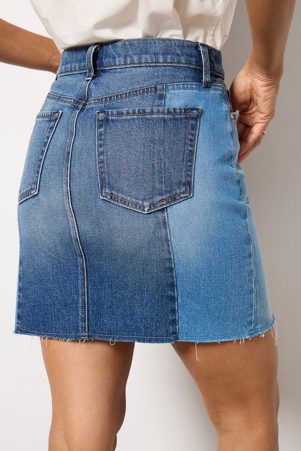 Everve Reworked Denim Skirt Twotone