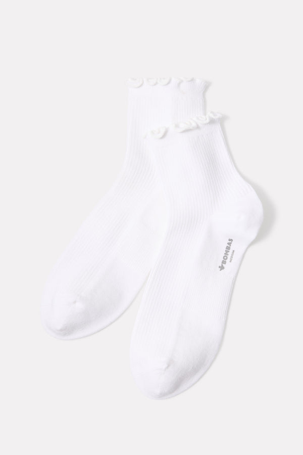 everve Ribbed Ruffle Quarter Sock White