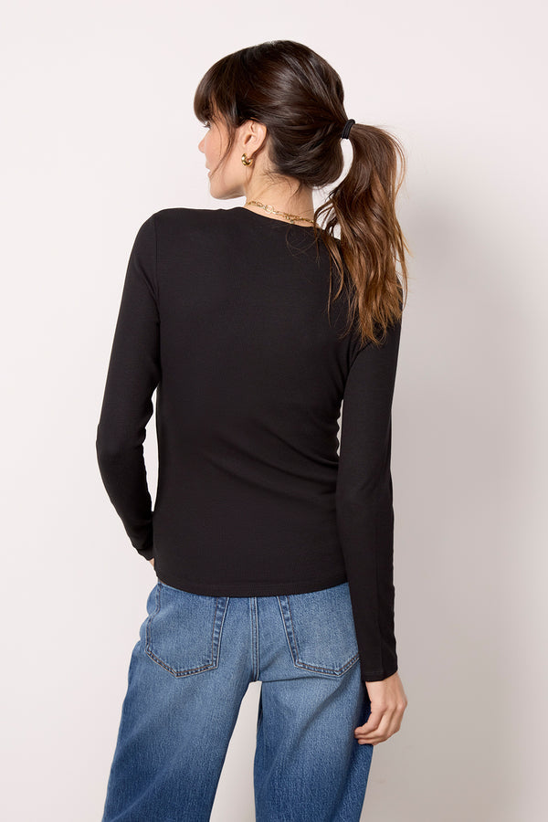 Everve Rilo Rib Long Sleeve Top Black