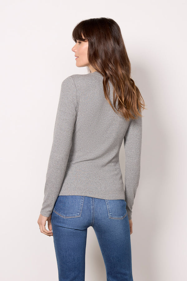 Everve Rilo Rib Long Sleeve Top Greymarl