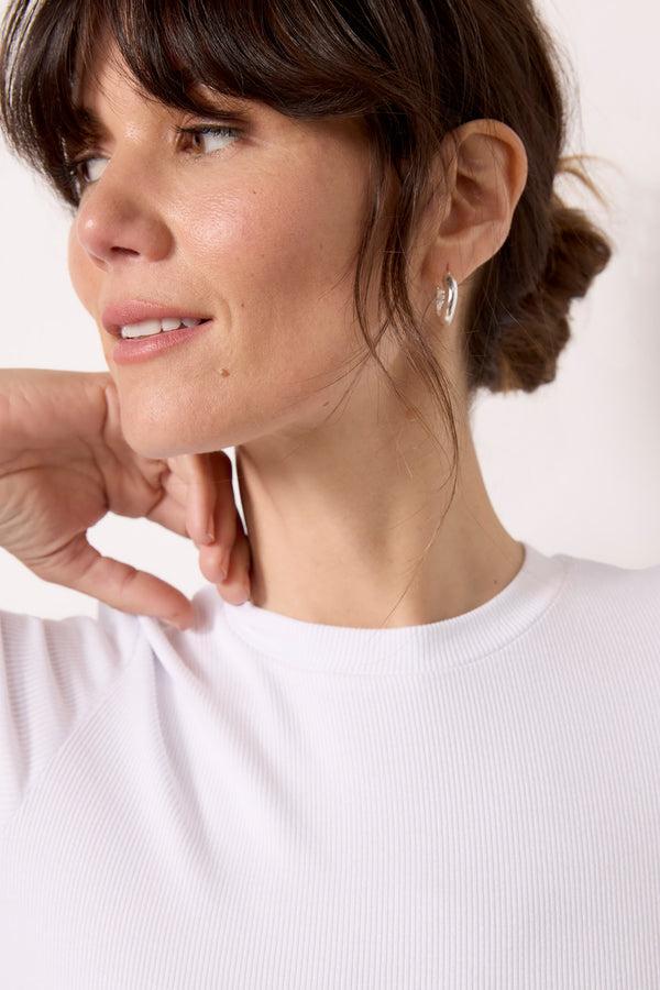 Everve Rilo Rib Long Sleeve Top White