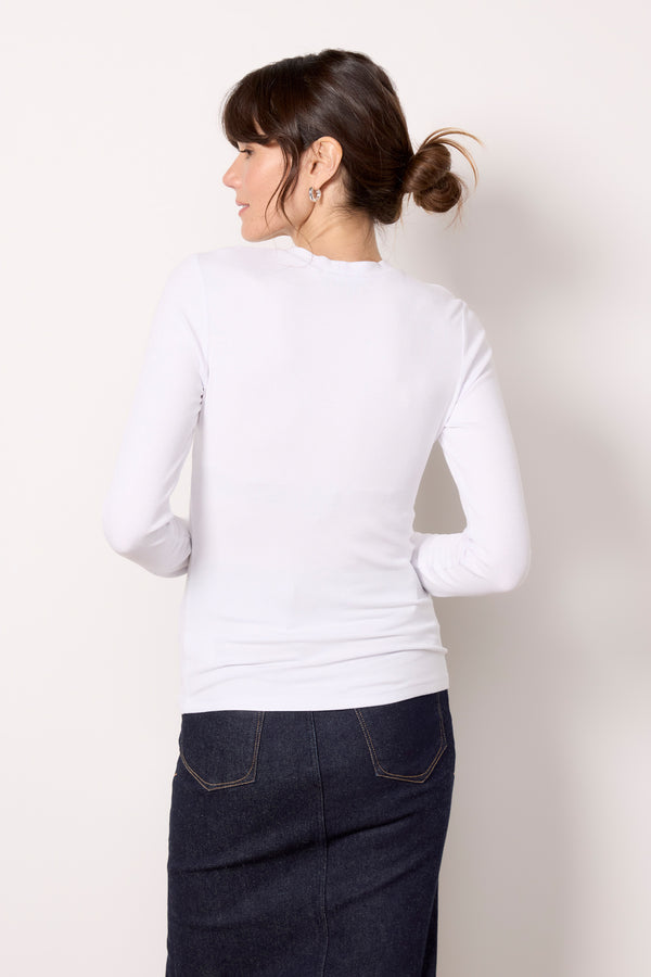 Everve Rilo Rib Long Sleeve Top White