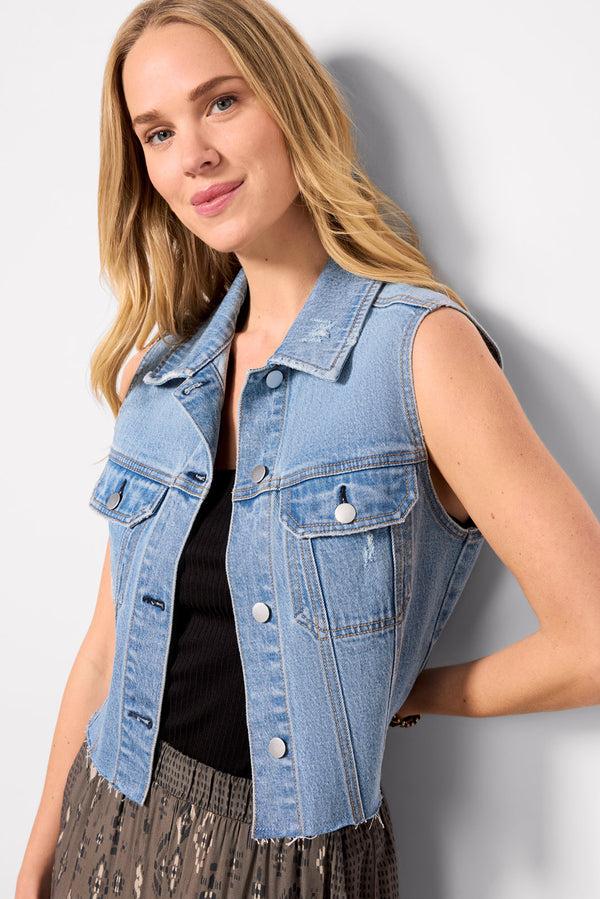 Everve Robbie Denim Vest Lightwash