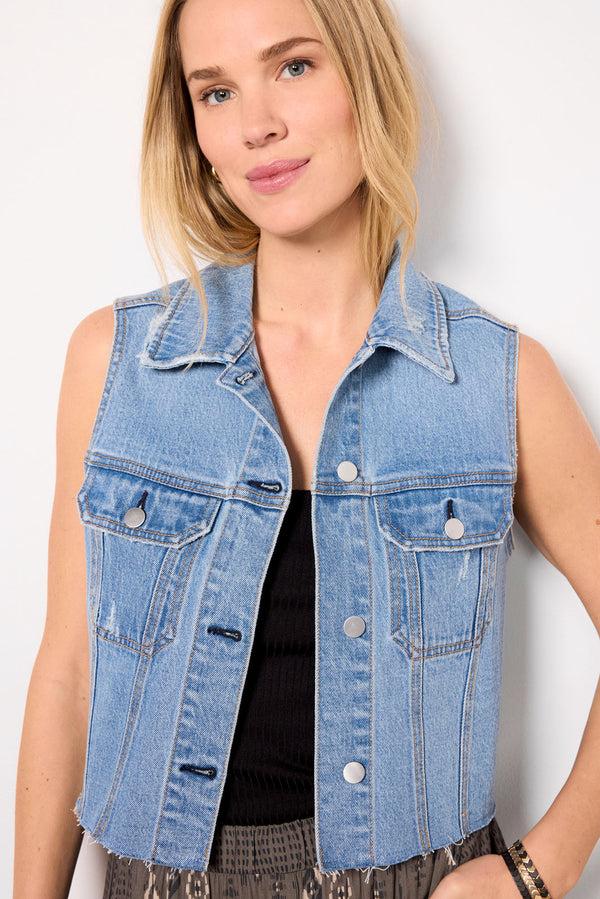 everve Robbie Denim Vest Lightwash