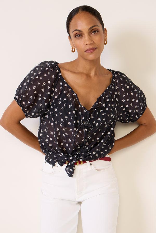 Everve Rose Top Blackfloral