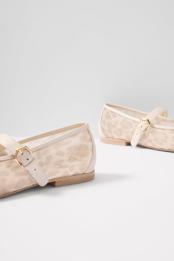 Everve Roslyn Mesh Mary Jane Whiteleopard
