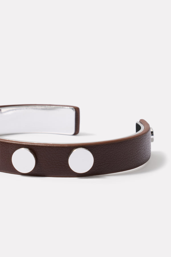 Everve Roxy Studded Cuff Bracelet Brown/Silver