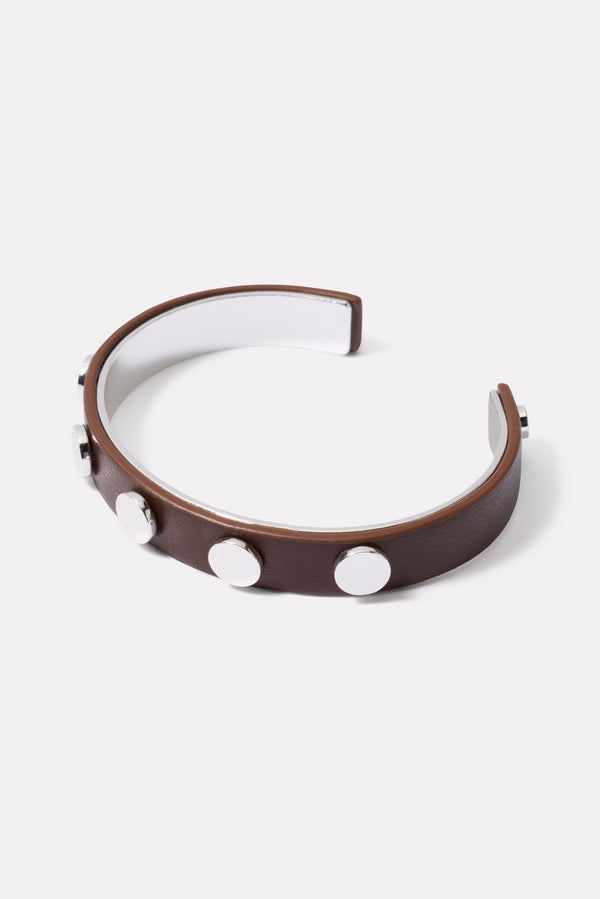 everve Roxy Studded Cuff Bracelet Brown/Silver