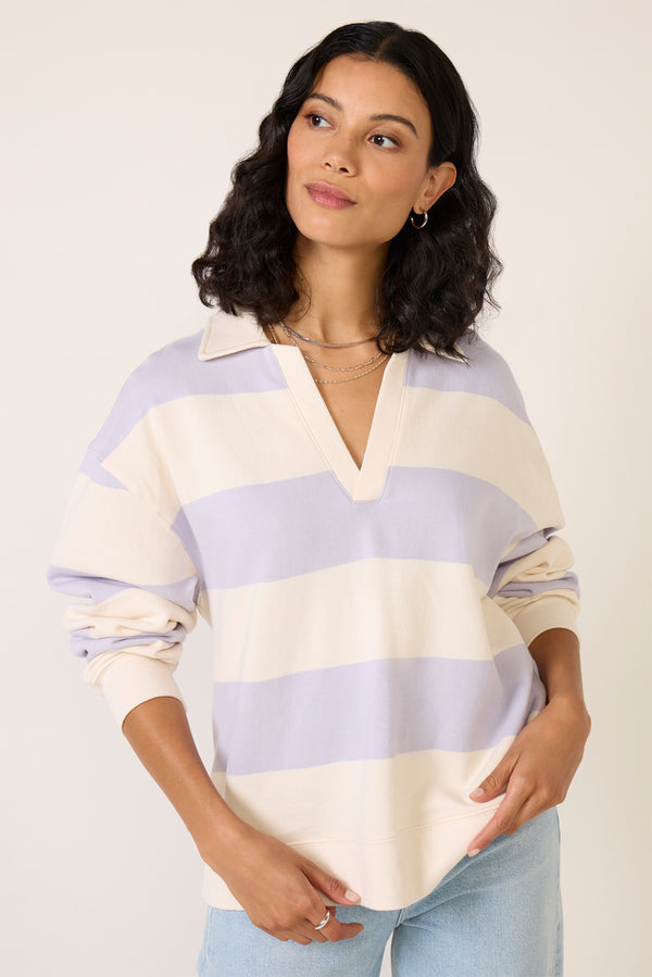 Everve Rugby Henley Sweatshirt Lavenderice