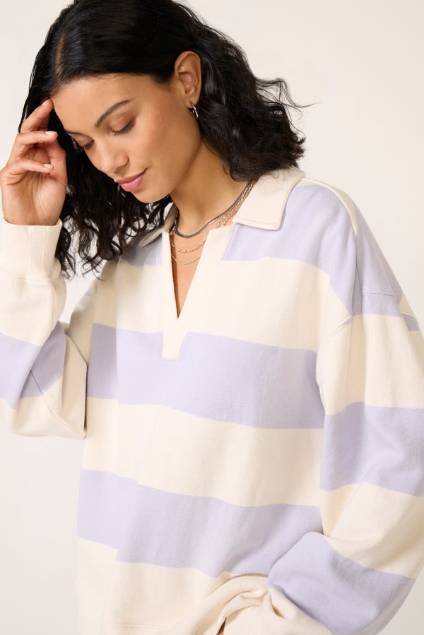 Everve Rugby Henley Sweatshirt Lavenderice