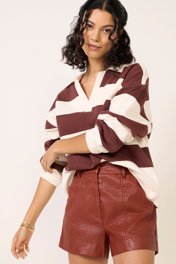 Everve Rugby Henley Sweatshirt Sandalwood