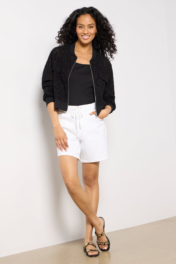 Everve Ryan Eyelet Bomber Jacket Black
