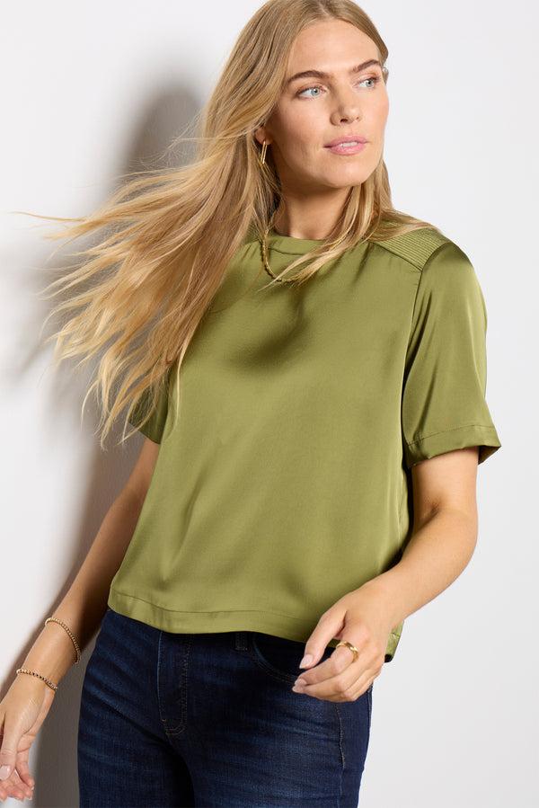 everve Rylan Satin Top Olive
