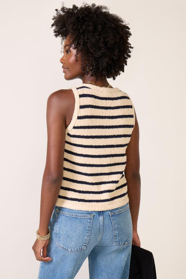 Everve Sade Sweater Vest Ivorynavystripe