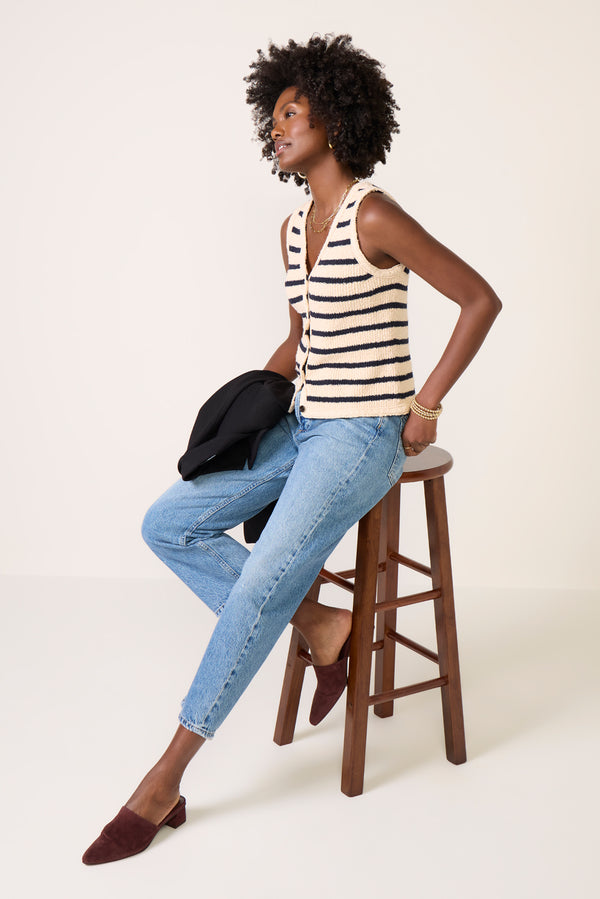 everve Sade Sweater Vest Ivorynavystripe