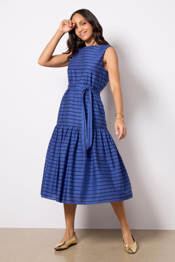 Everve Sadie Dress Cobalt/Navystripe