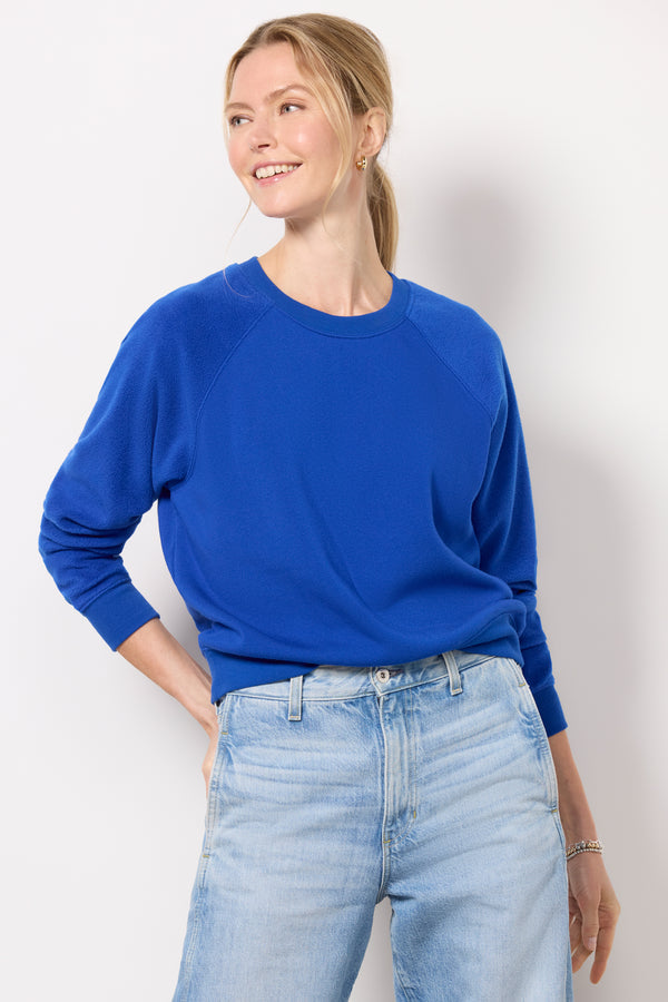 everve Saldana Reverse Fleece Sweatshirt Cobalt