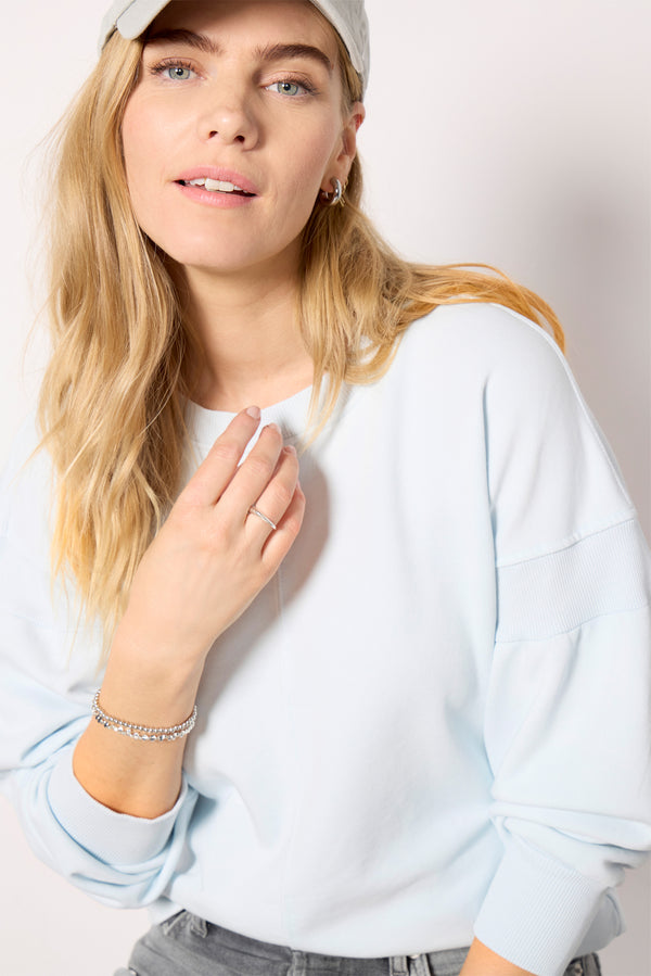 Everve Samantha Puff Sleeve Sweatshirt Lightblue