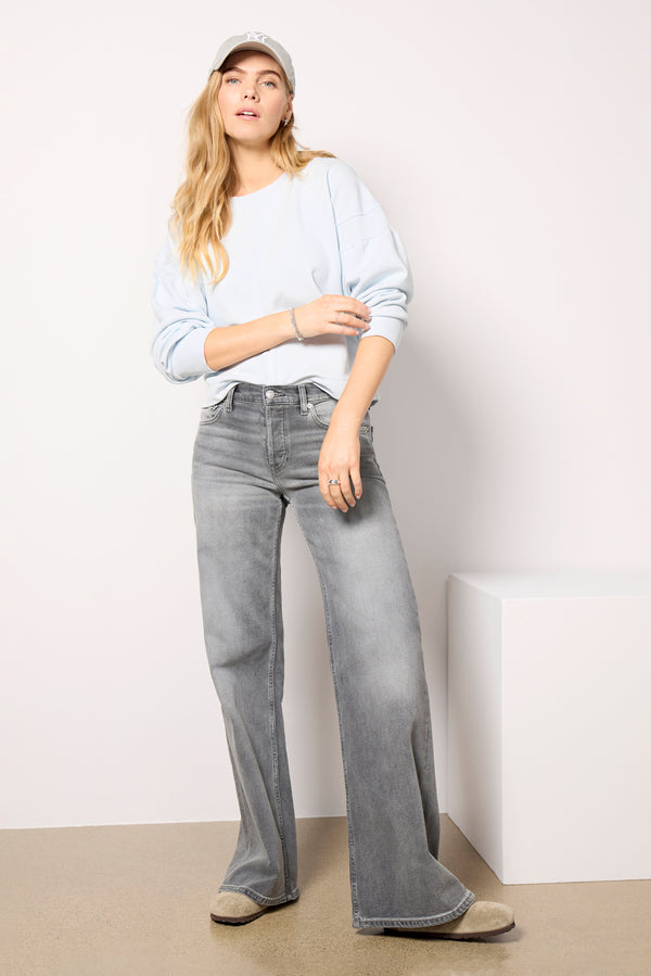 Everve Samantha Puff Sleeve Sweatshirt Lightblue