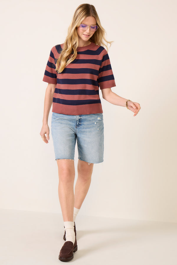 everve Sami Raglan Sweater Mahogany/Navy