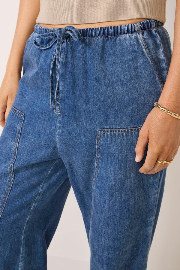 Everve Sanderson Wide Leg Pant Antiqueblue
