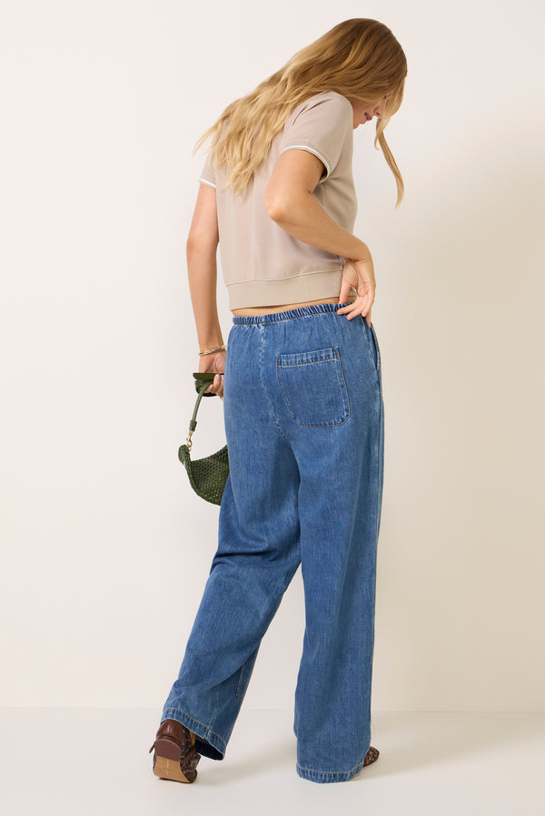 Everve Sanderson Wide Leg Pant Antiqueblue