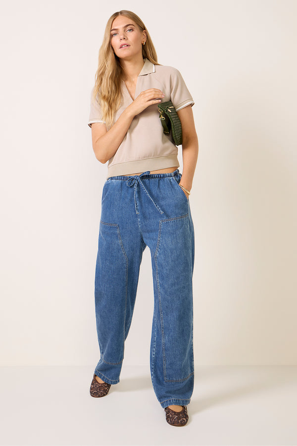 everve Sanderson Wide Leg Pant Antiqueblue