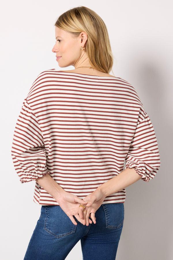 Everve Sandra Boatneck Top Sablestripe
